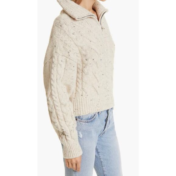 GANNI Chunky Cable Knit Half Zip Sweater - Picture 2 of 11